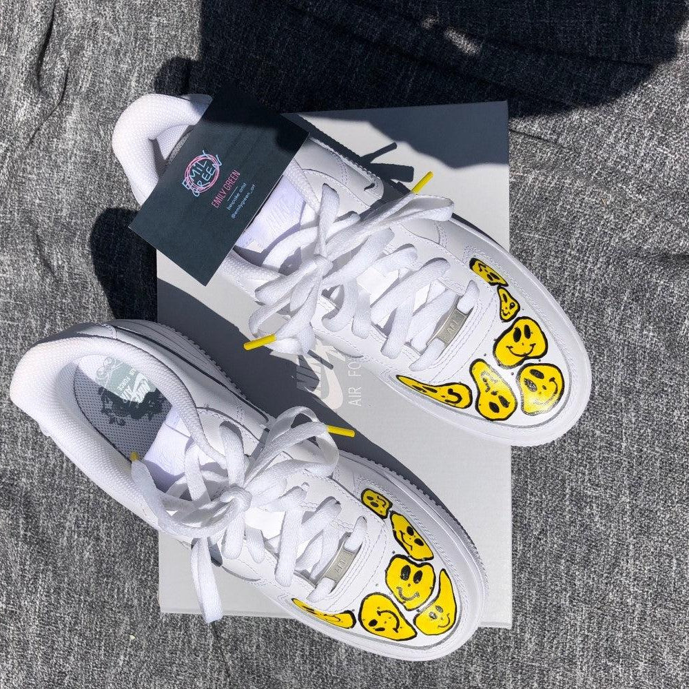 Yellow Smile Face Happy Face Custom Air Force 1-shecustomize