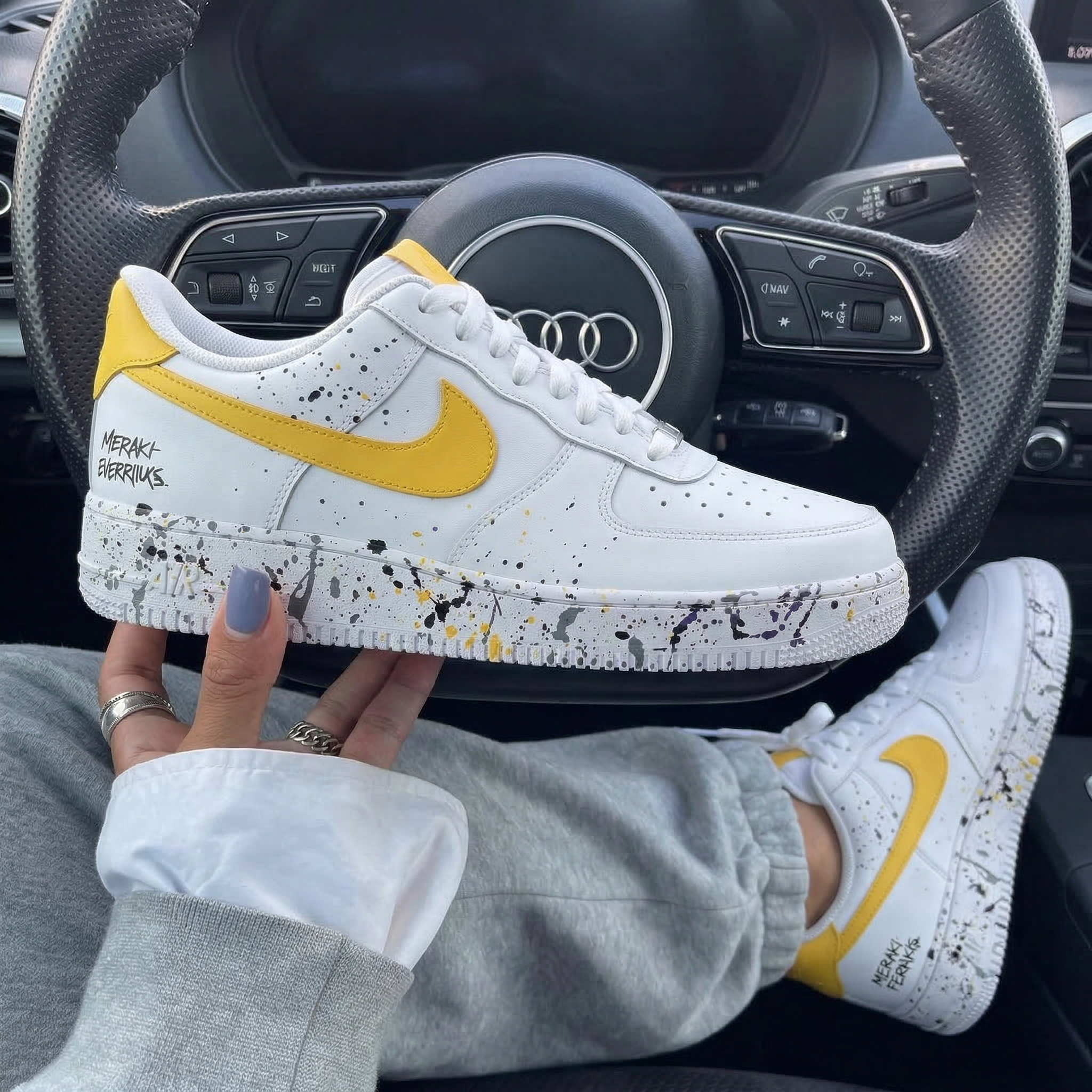 Yellow Splatter Custom Air Force 1-shecustomize