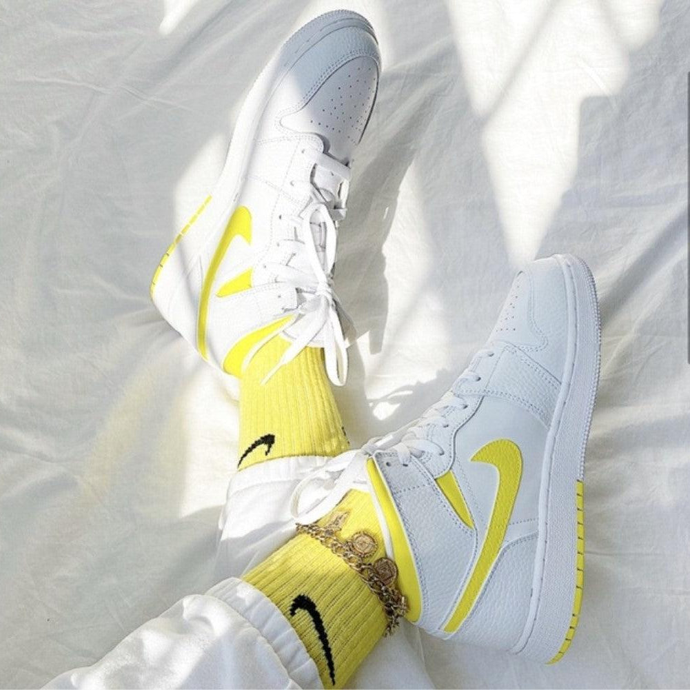 Yellow Swoosh Custom Air Jordan 1-shecustomize