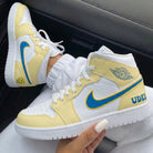 Yellow White Blue Smiley Face Custom Air Jordan 1-shecustomize