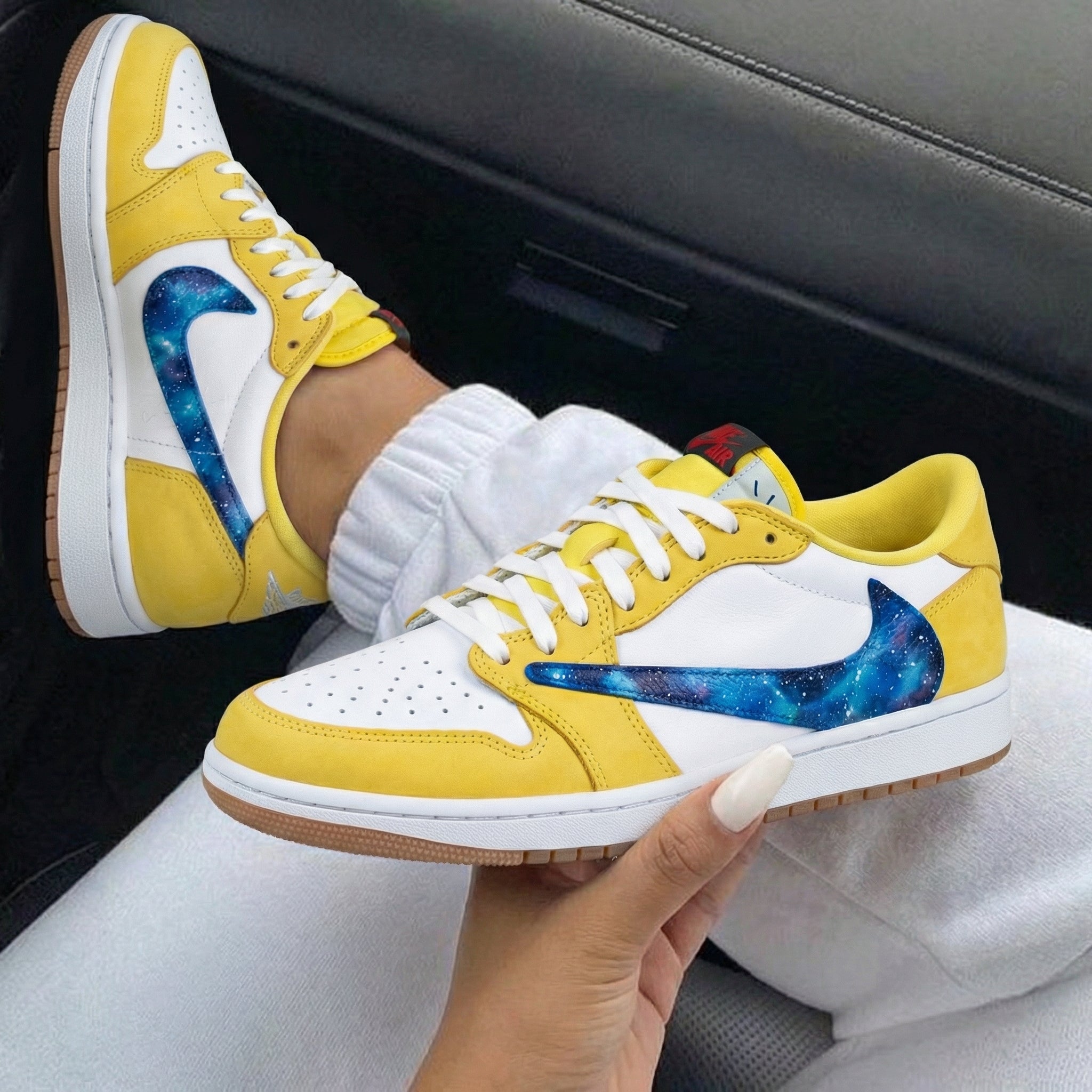 Yellow White Galaxy Travis Scott Custom Air Jordan 1-shecustomize