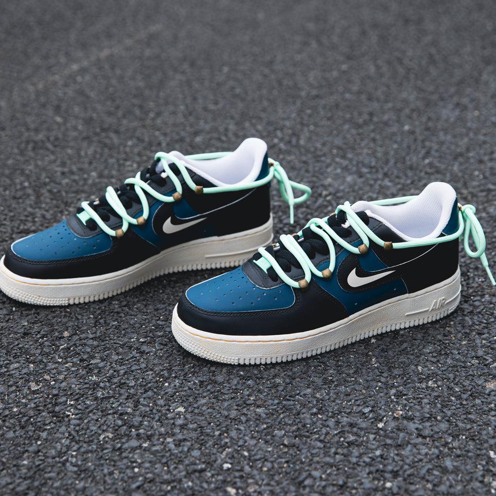 Black Blue Air Force 1s Custom Shoes Sneakers-shecustomize