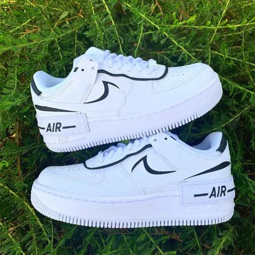 Black White Air Force 1s Shadow Custom Shoes Sneakers-shecustomize