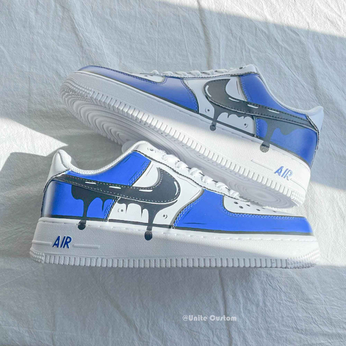 Custom Af1 Drip Blue Black Drip Custom Air Force 1 – SHECUSTOMIZE