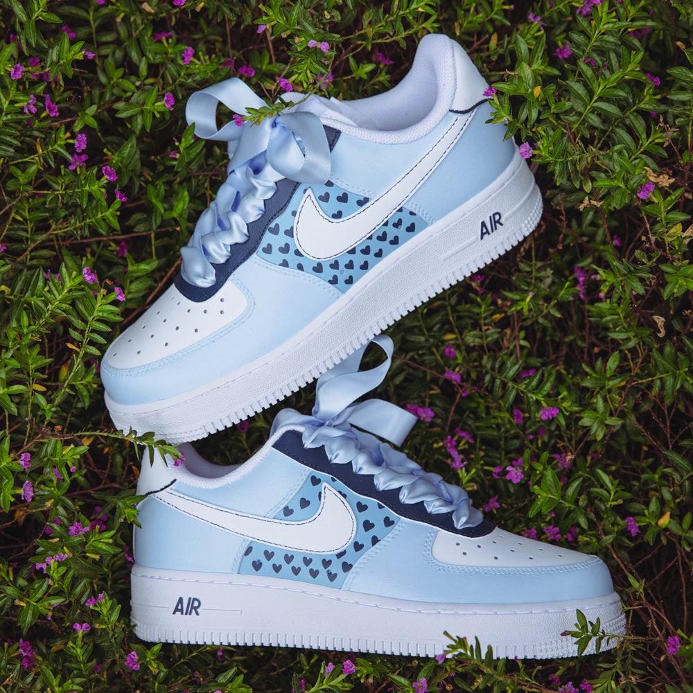 Blue Heart Ribbon Air Force 1s Custom Shoes Sneakers💙-shecustomize