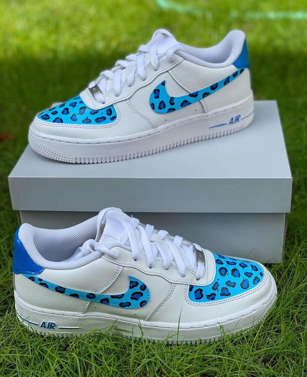 Blue Leopard Custom AF1’s – SHECUSTOMIZE