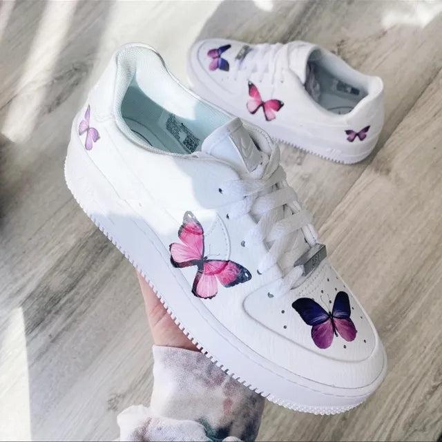 Custom Air Force 1 Butterfly Rose Pink SHECUSTOMIZE