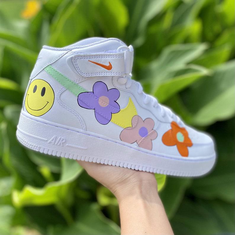 Custom Air Force 1 Hippie 70s Smiley Face-shecustomize