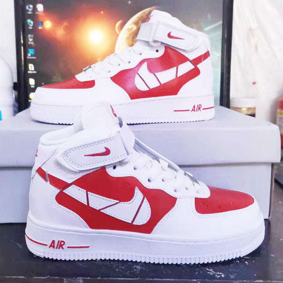 Custom Air Force 1 Mid Red – SHECUSTOMIZE