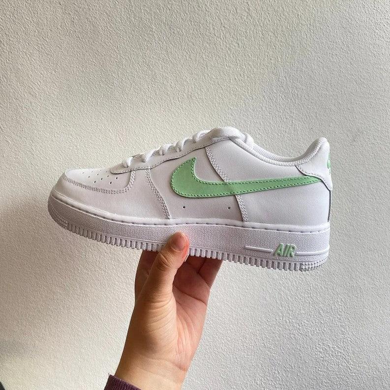 Custom Air Force 1 Mint Green Swoosh – SHECUSTOMIZE