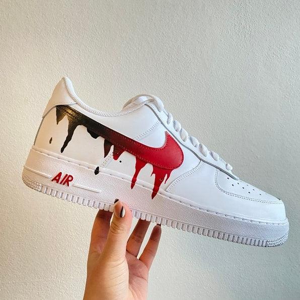 Custom Air Force 1 Red Ombre Drip-shecustomize