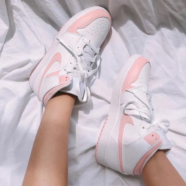 Custom Air Jordan 1 White Swoosh Pink Sneakers – shecustomize