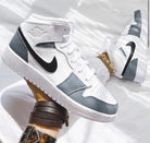 Custom Air Jordan 1 White Swoosh Grey Sneakers - shecustomize