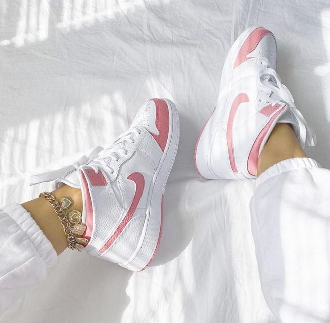 Custom Air Jordan 1 White Swoosh Pink Sneakers - shecustomize
