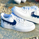 Custom Dark Blue Nike Drip Air Force Ones-shecustomize