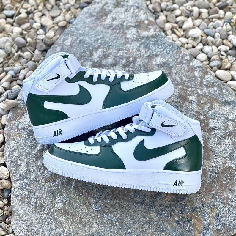 Custom Green Nike Air Force Ones-shecustomize