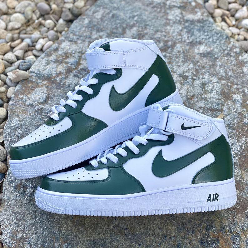 Custom Green Nike Air Force Ones-shecustomize