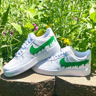 Custom Green Nike Drip Air Force Ones-shecustomize