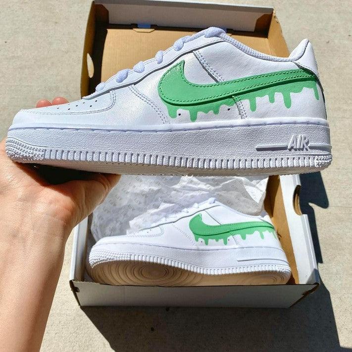 Custom Green Nike Drip Air Force Ones-shecustomize