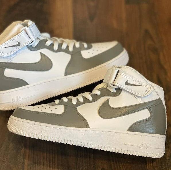 Custom Grey Nike Air Force Ones-shecustomize