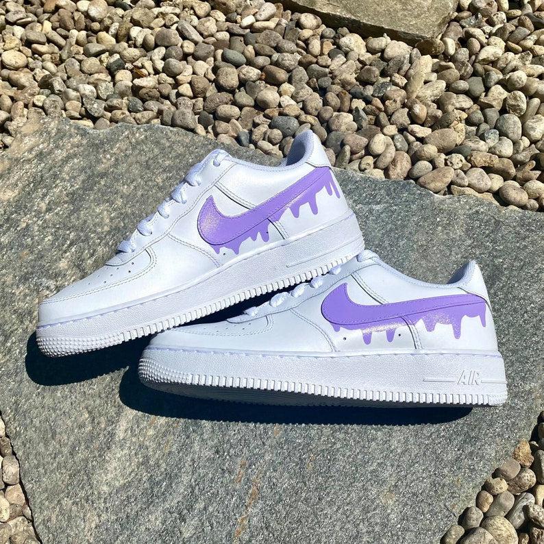 Custom Purple Nike Drip Air Force Ones – shecustomize