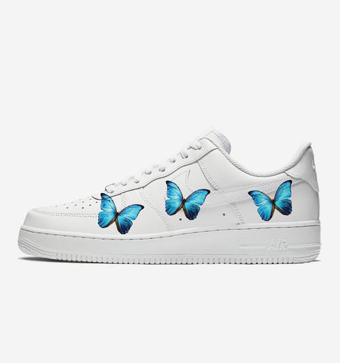 Custom Nike Air Force 1 Blue Butterfly-shecustomize