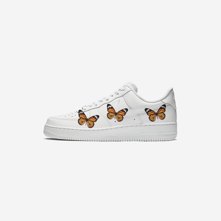 Custom Nike Air Force 1 Orange Butterfly-shecustomize