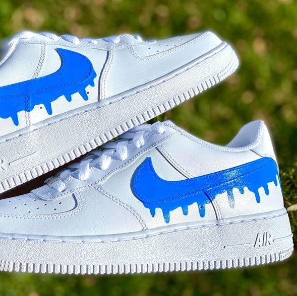 Custom Nike Blue Drip Air Force Ones Custom AF1-shecustomize
