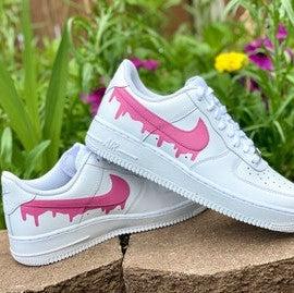 Custom Nike Pink Drip Air Force Ones Custom AF1-shecustomize
