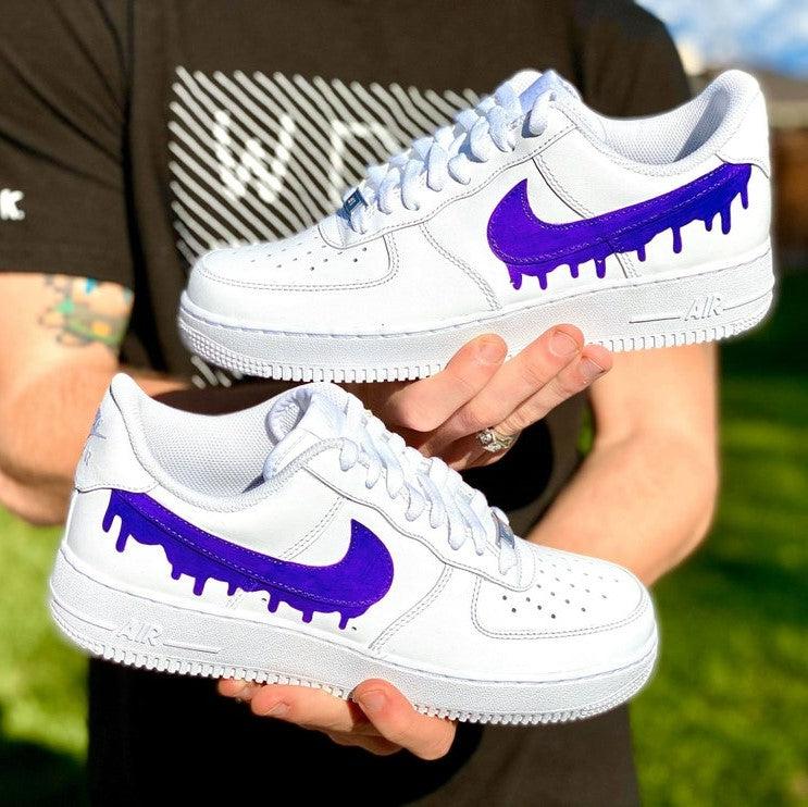 Custom Purple Nike Drip Air Force Ones-shecustomize