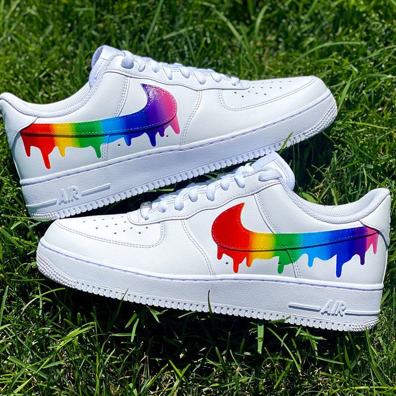 Custom Rainbow Nike Drip Air Force Ones-shecustomize