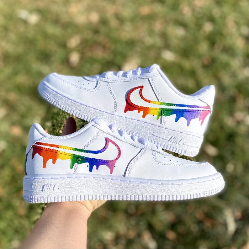 Custom Rainbow Nike Drip Air Force Ones SHECUSTOMIZE