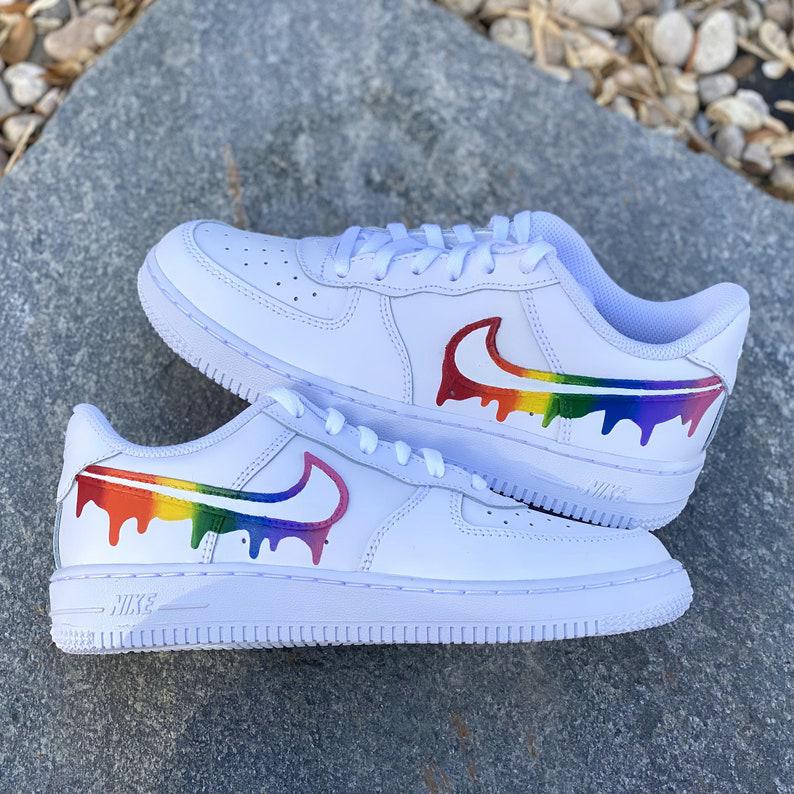 Custom Rainbow Nike Drip Air Force Ones-shecustomize