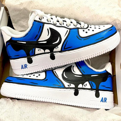 Drip Blue Colorful Air Force 1s Custom Shoes Sneakers – SHECUSTOMIZE