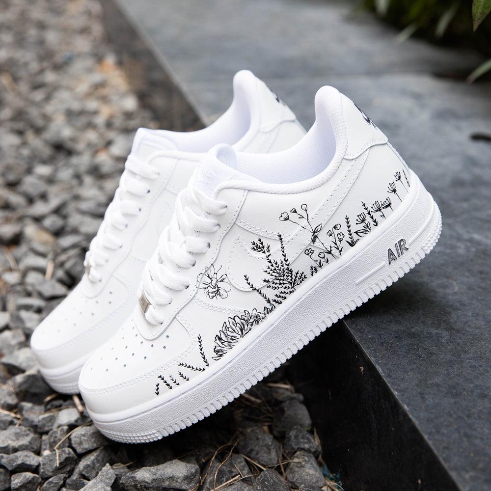 Grass Sketch Air Force 1s Custom Shoes Sneakers SHECUSTOMIZE Grass sketch air force 1s custom shoes sneakers shecustomize