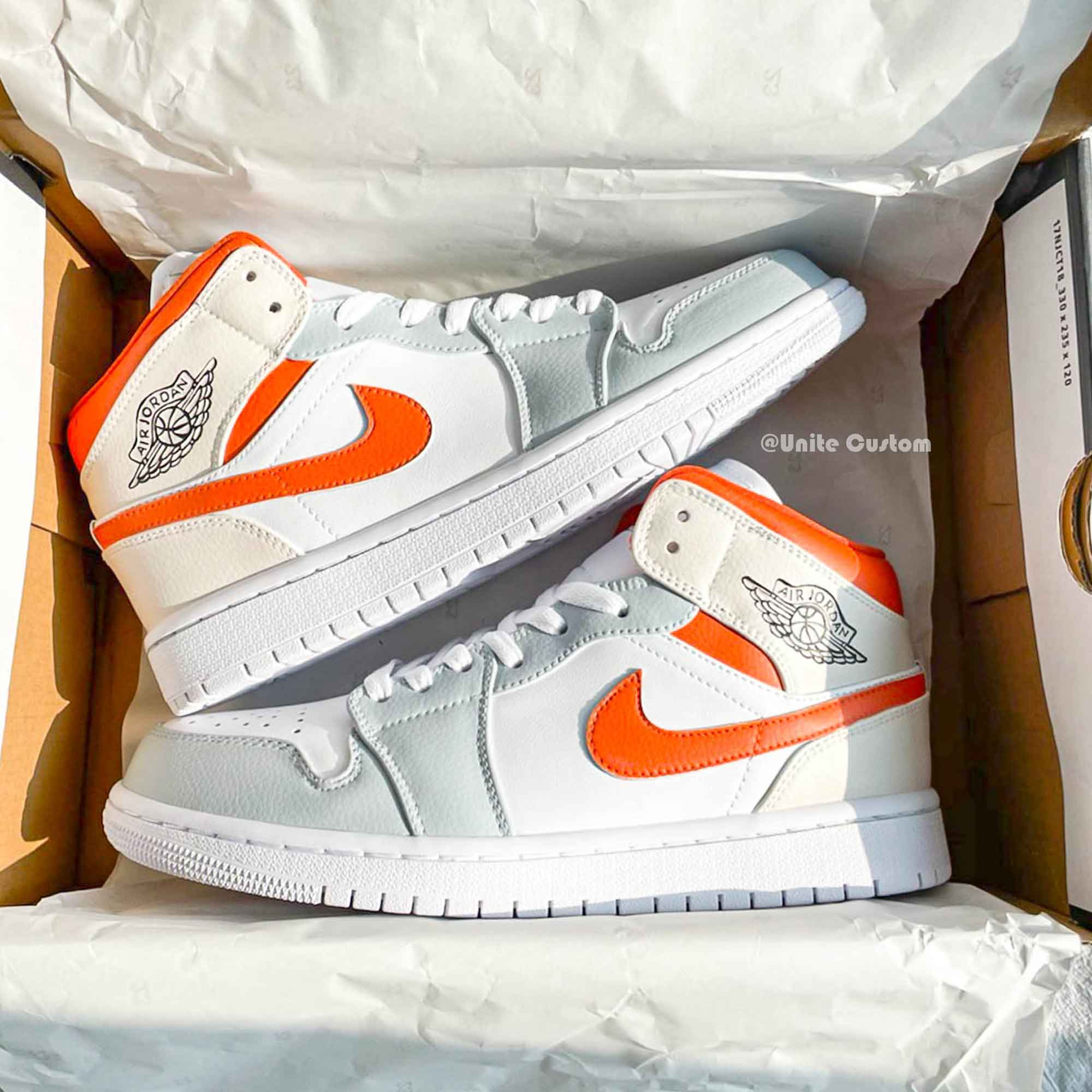 Gray Orange Custom Air Jordan 1 – SHECUSTOMIZE