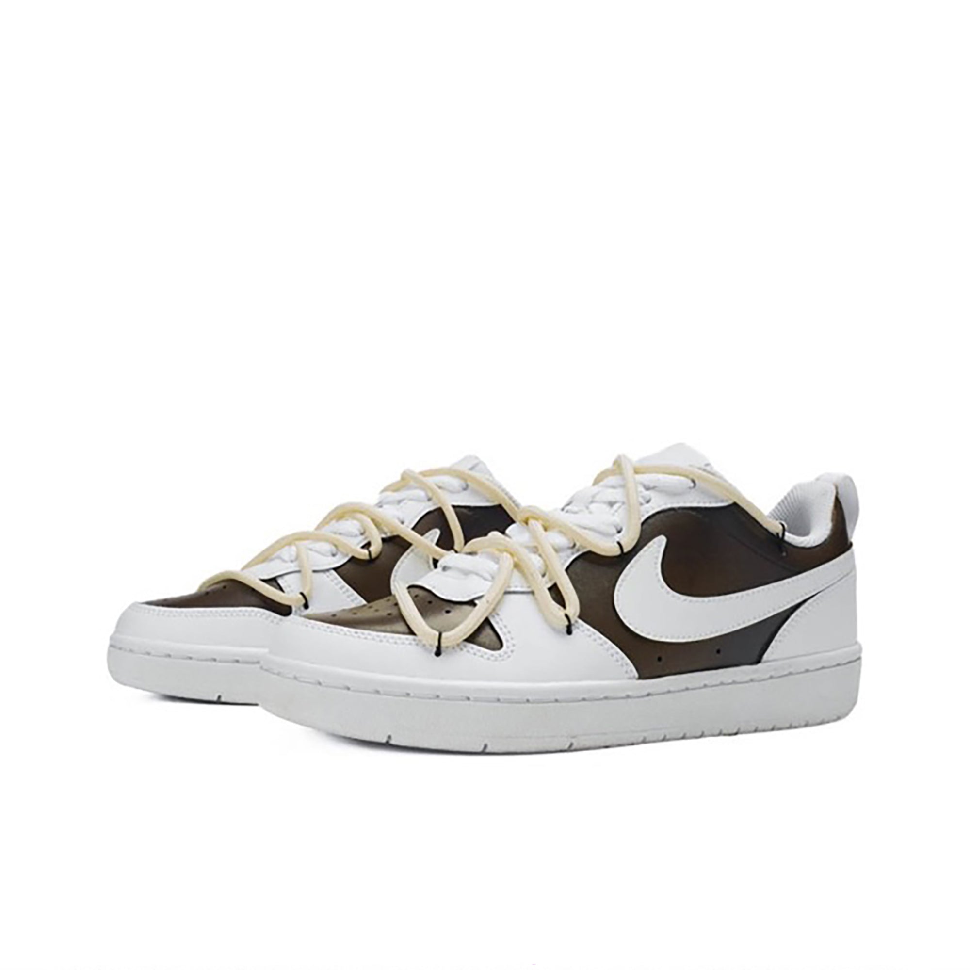 Mocha White Custom Nike Court Borough Low 2-shecustomize