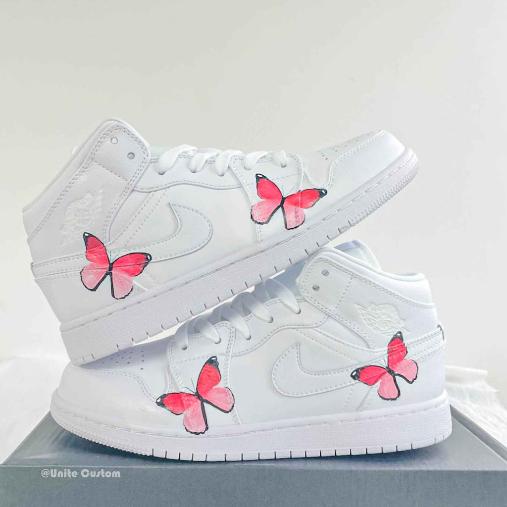 Pink Butterfly Custom Air Jordan 1-shecustomize