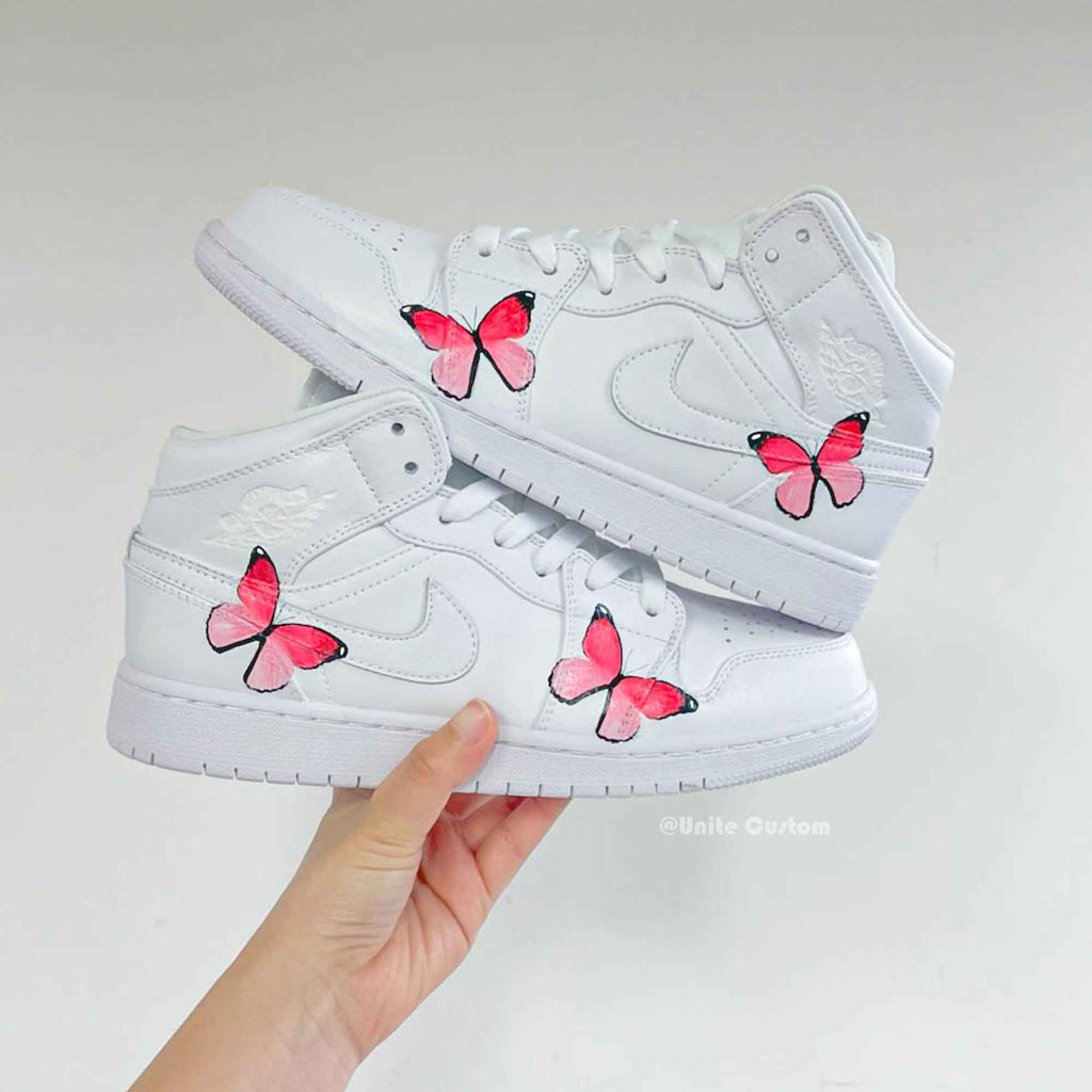Pink Butterfly Custom Air Jordan 1-shecustomize