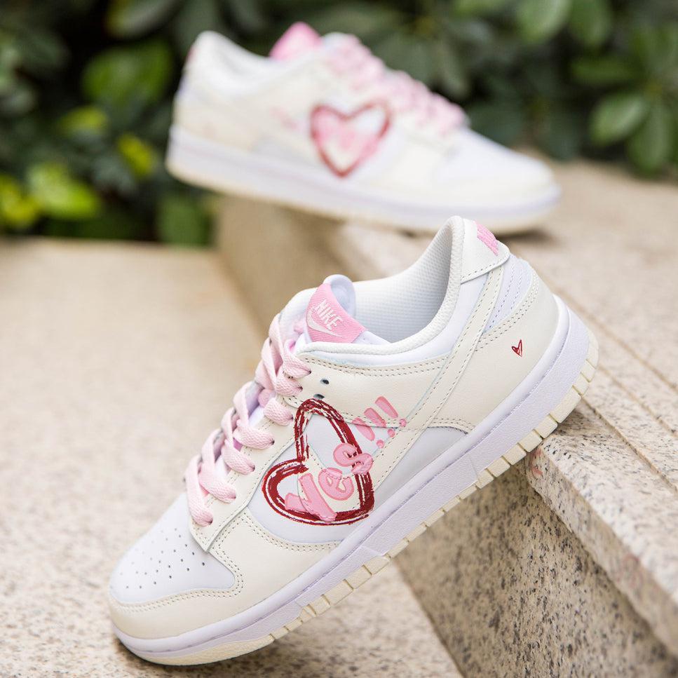 Pink air force ones hotsell with heart