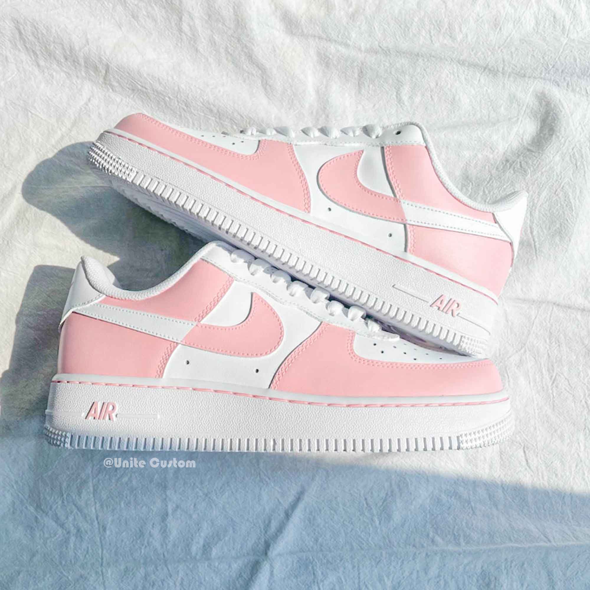Pink White Custom Air Force 1-shecustomize
