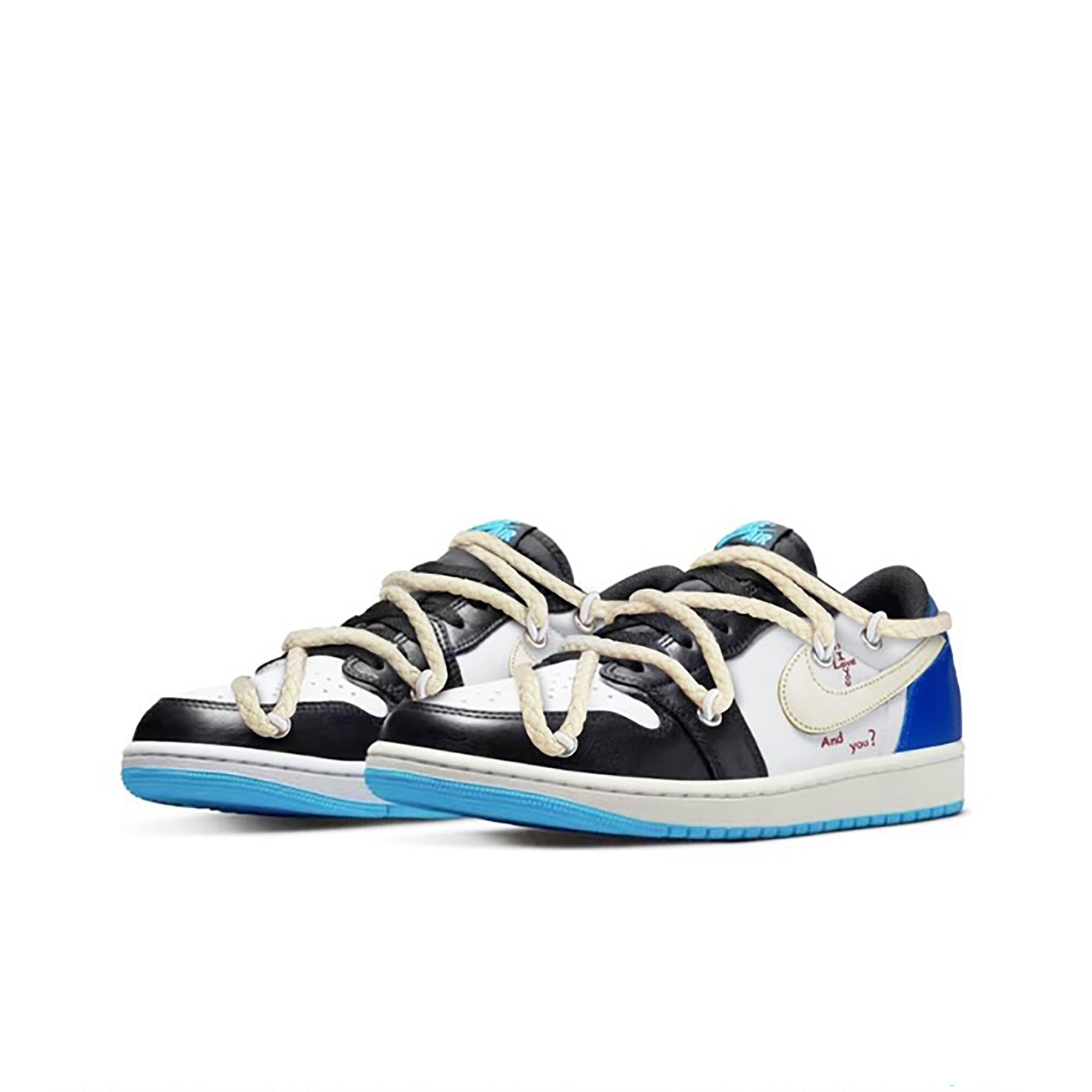 Travis Scott Blue Black White Custom Air Jordan 1 Low â SHECUSTOMIZE